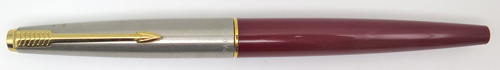 ITEM #6650 6651: PARKER 45 FOUNTAIN PEN IN BURGUNDAY. NOS. NIB IS OCTANIUM IN BROAD. Found in Susan Wirth's basement. Comes with Parker piston converter.